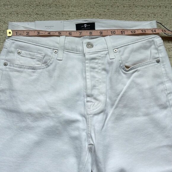 7 For All Mankind NWT Josefina Feminine Boyfriend Jeans in White Size 27 NEW - Picture 12 of 16